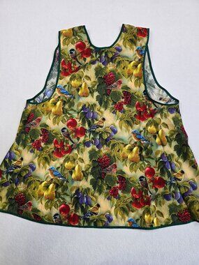 Kitchen Apron With Birds & Fruit Pattern Vintage Style